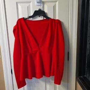 Vibrant Red Long Sleeve Top
